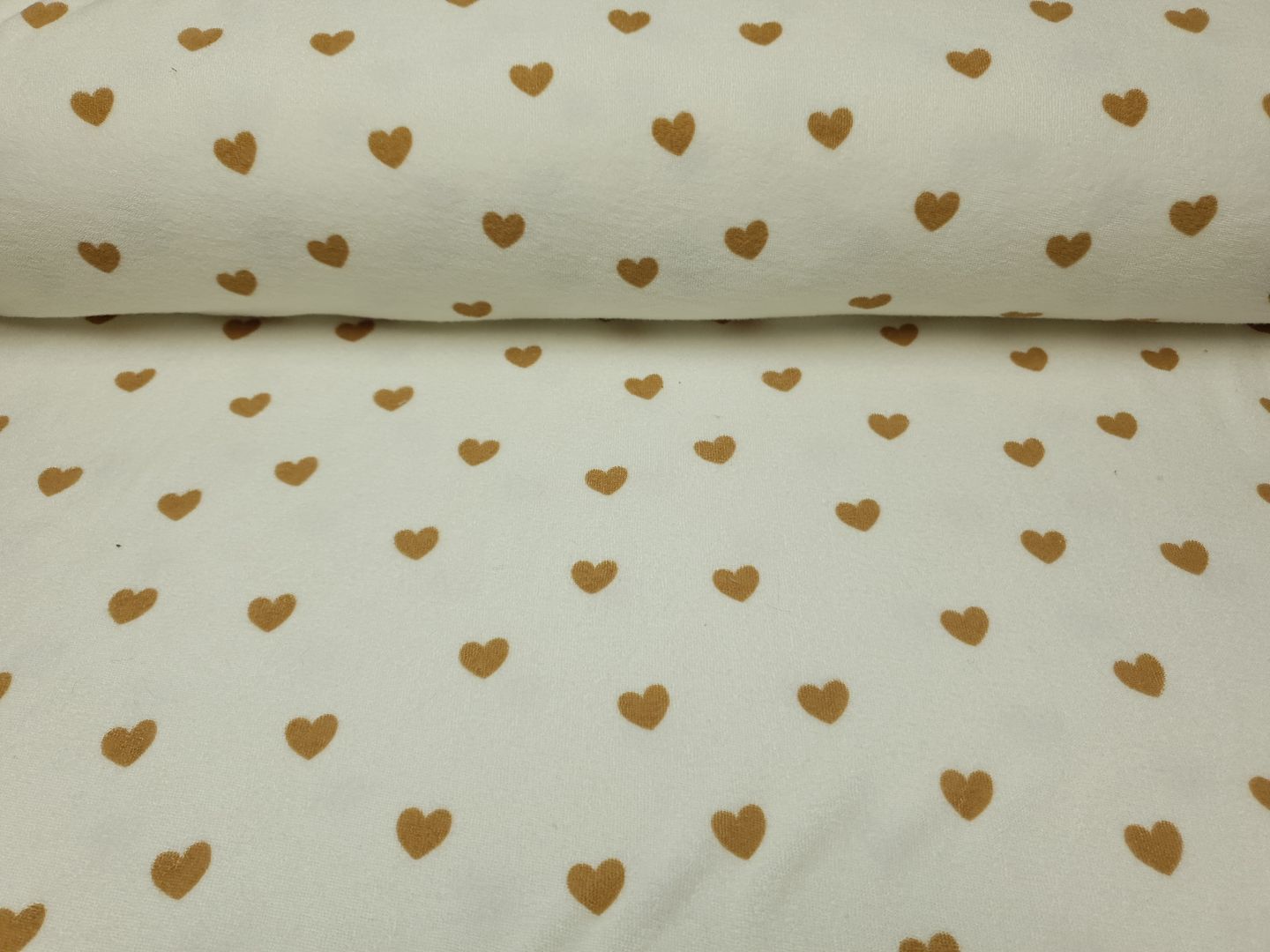 Frottejersey Hearts ecru/caramel