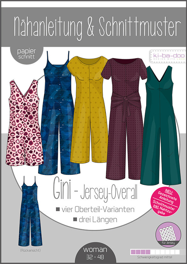 Gini Jersey Overall Damen, Ki-ba-doo Papierschnittmuster