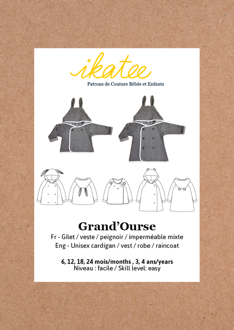 Grand `Ourse Cardigan für Kinder, Ikatee Papierschnittmuster