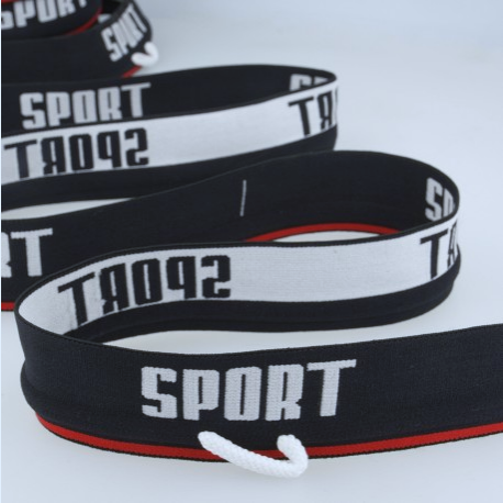 Elastisches Gummiband mit Kordel 40mm Sport schwarz