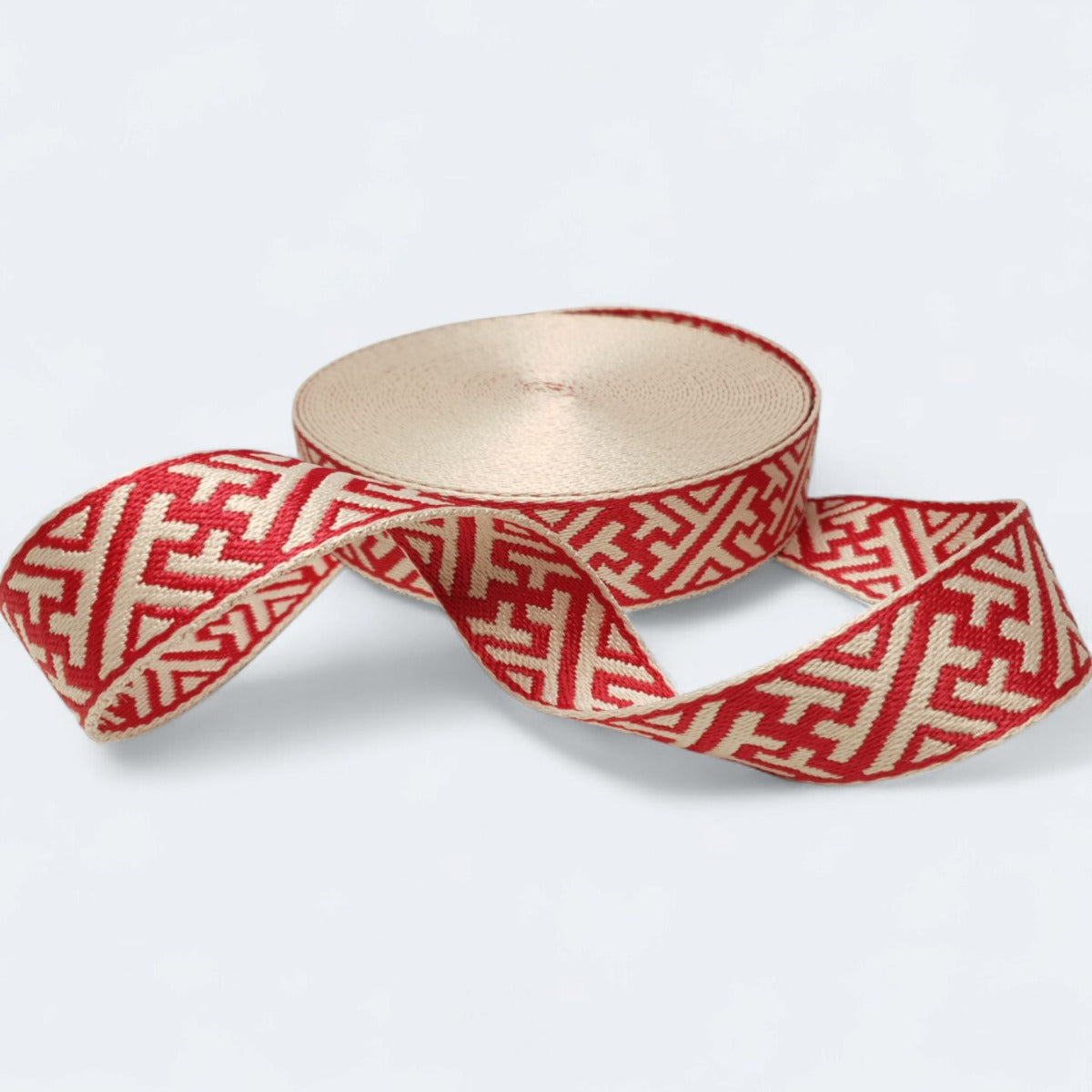 Gurtband Geo 38mm rot/sand