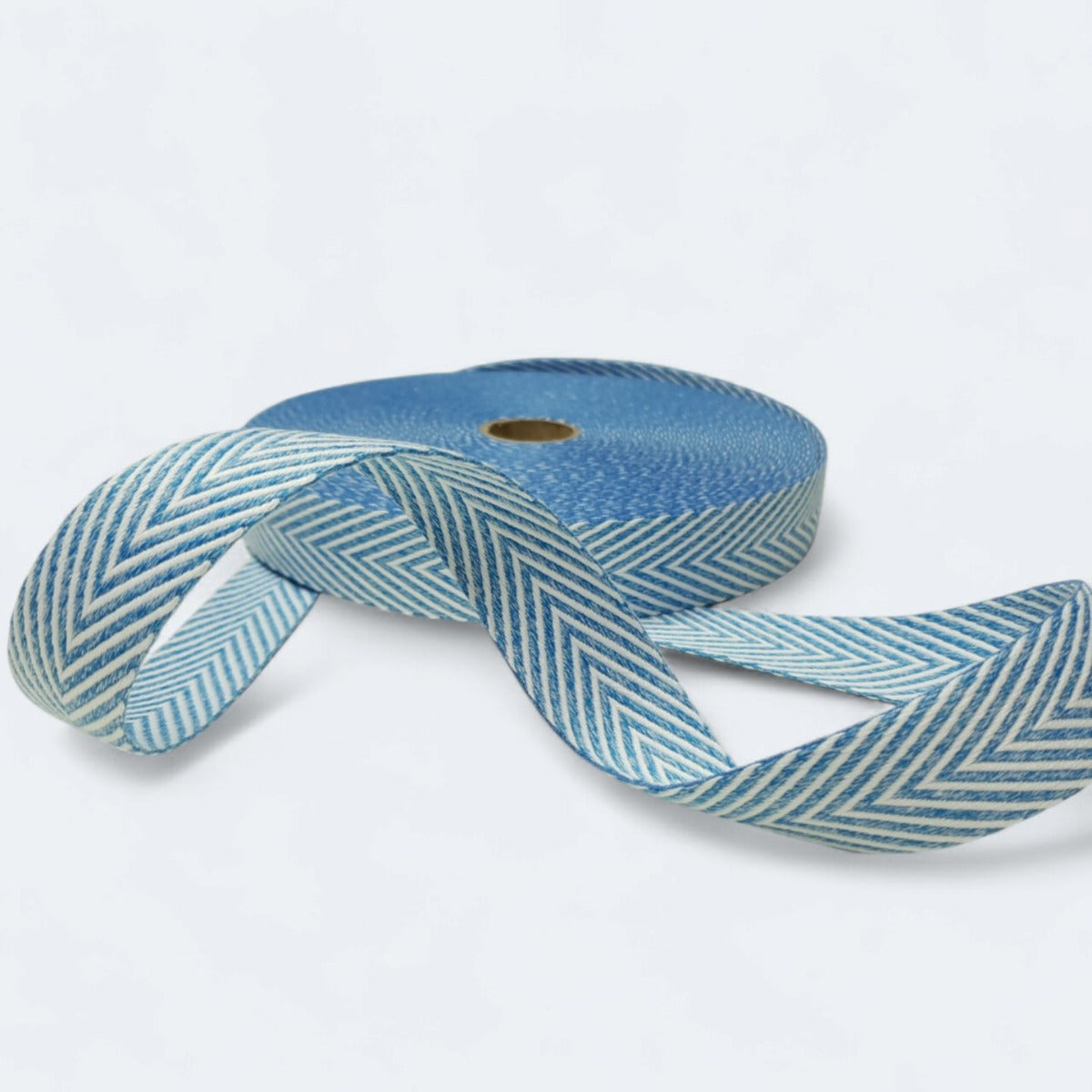 Gurtband ZickZack 30mm hellblau/weiss meliert