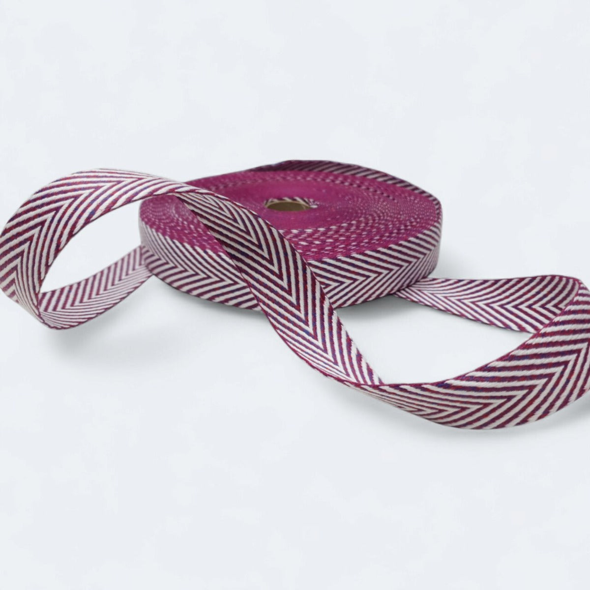 Gurtband ZickZack 30mm magenta/weiss meliert