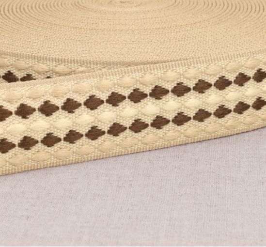 Gurtenband Rauten 38mm beige/braun/ecru