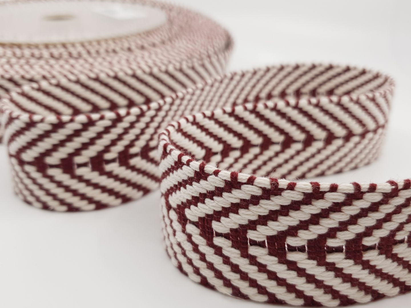 Gurtenband Stripes 40mm weinrot/ecru
