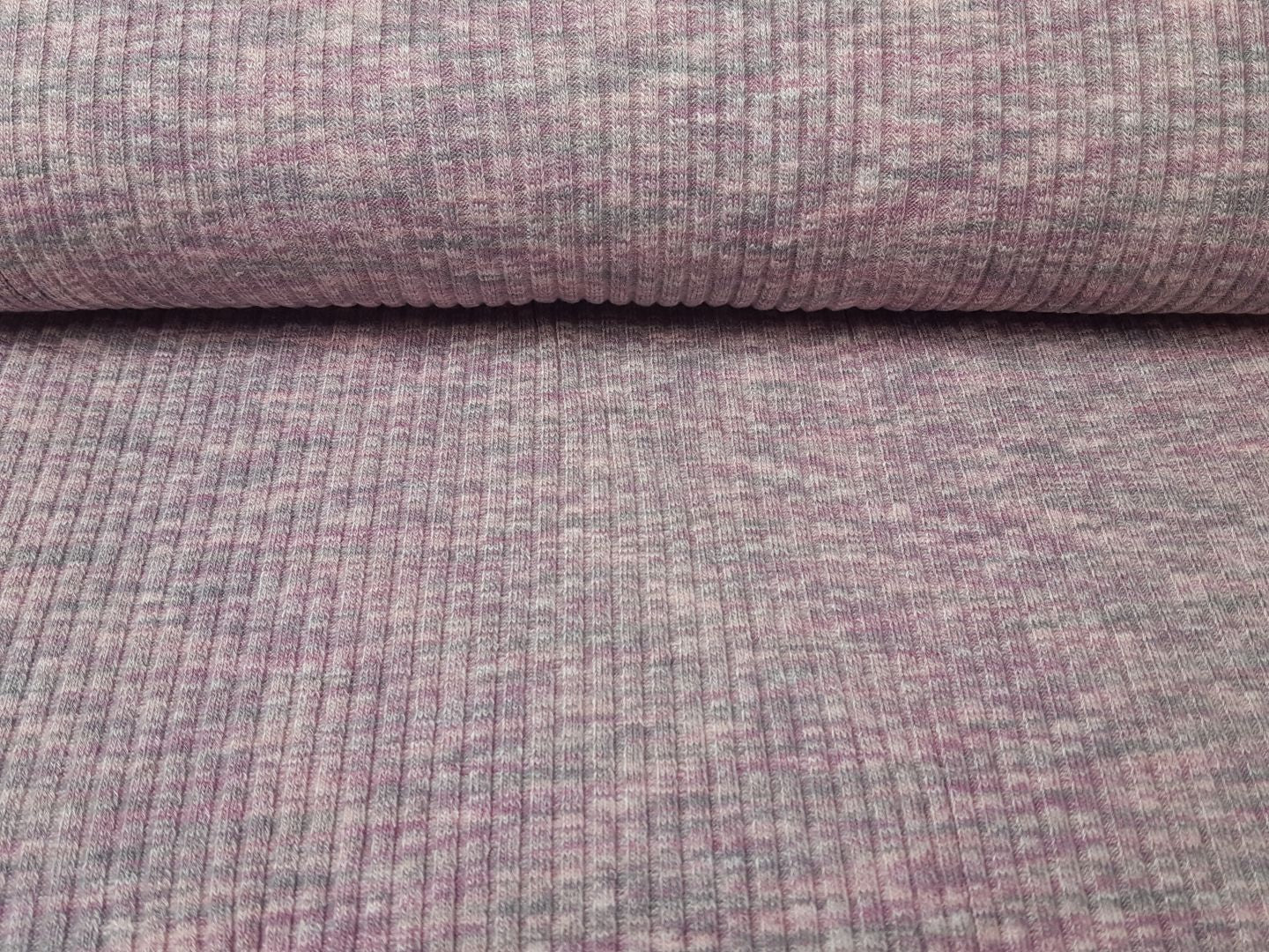 Heavy Ripp Bündchen altrosa/grau melange