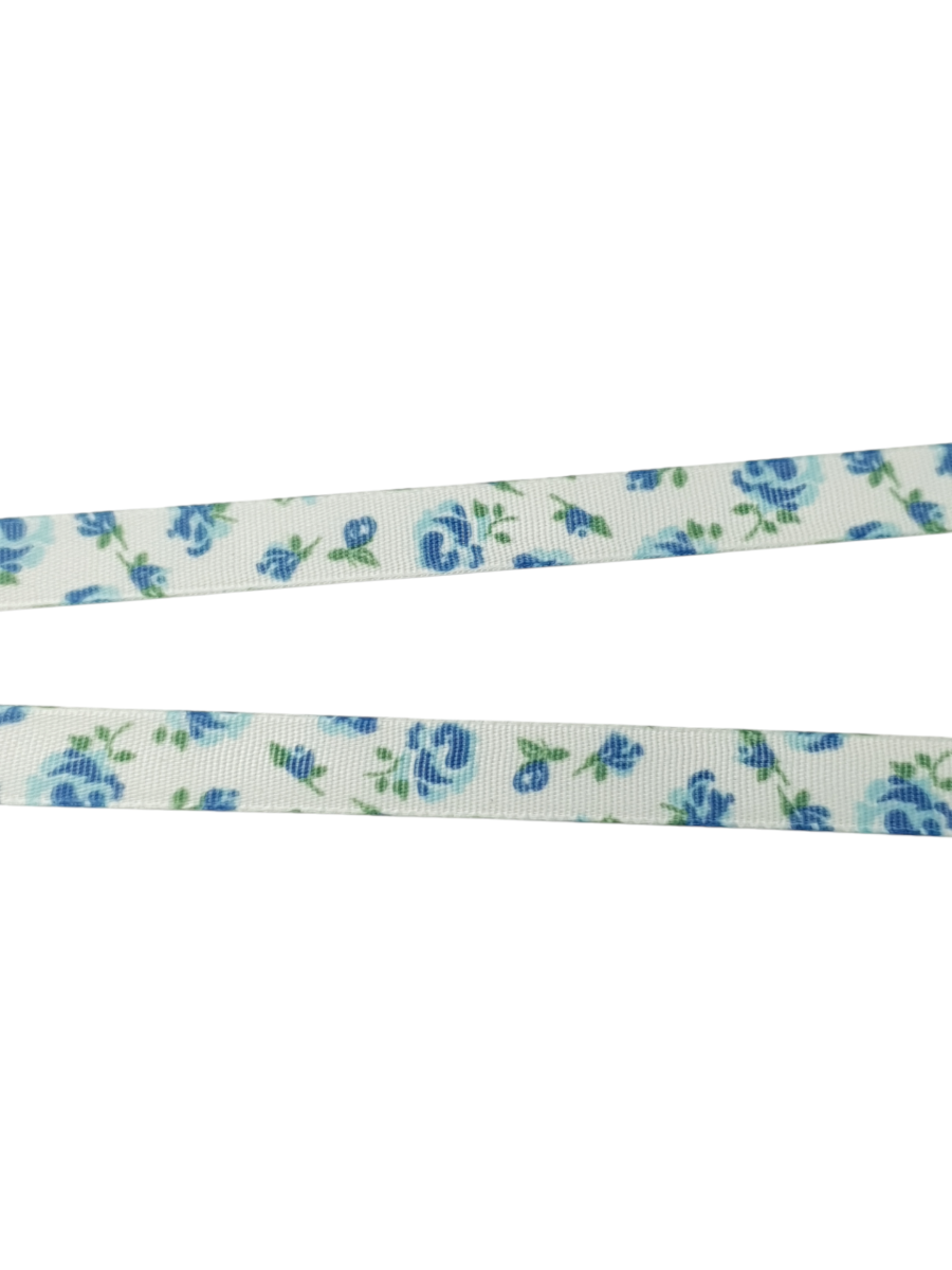 Webband Roses weiss/blau