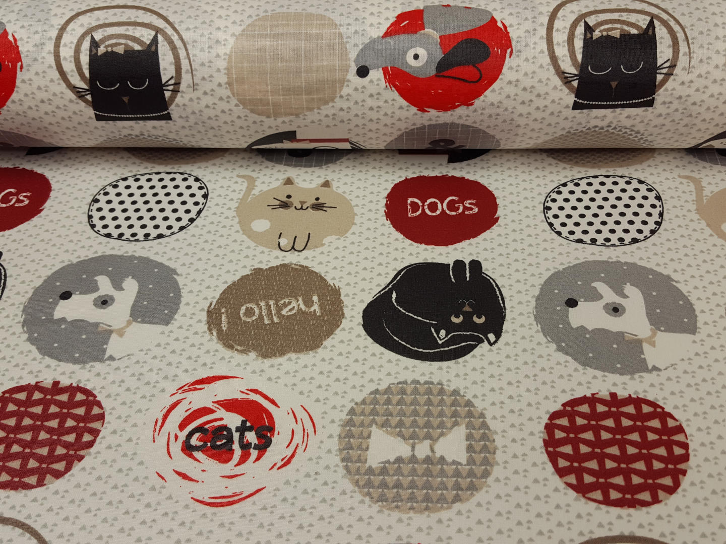 Hello Dogs & Cats Enduit weiss/grau/schwarz/rot