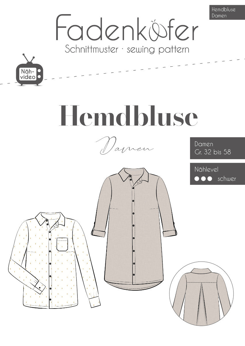 Papierschnittmuster Hemdbluse Damen von Fadenkäfer