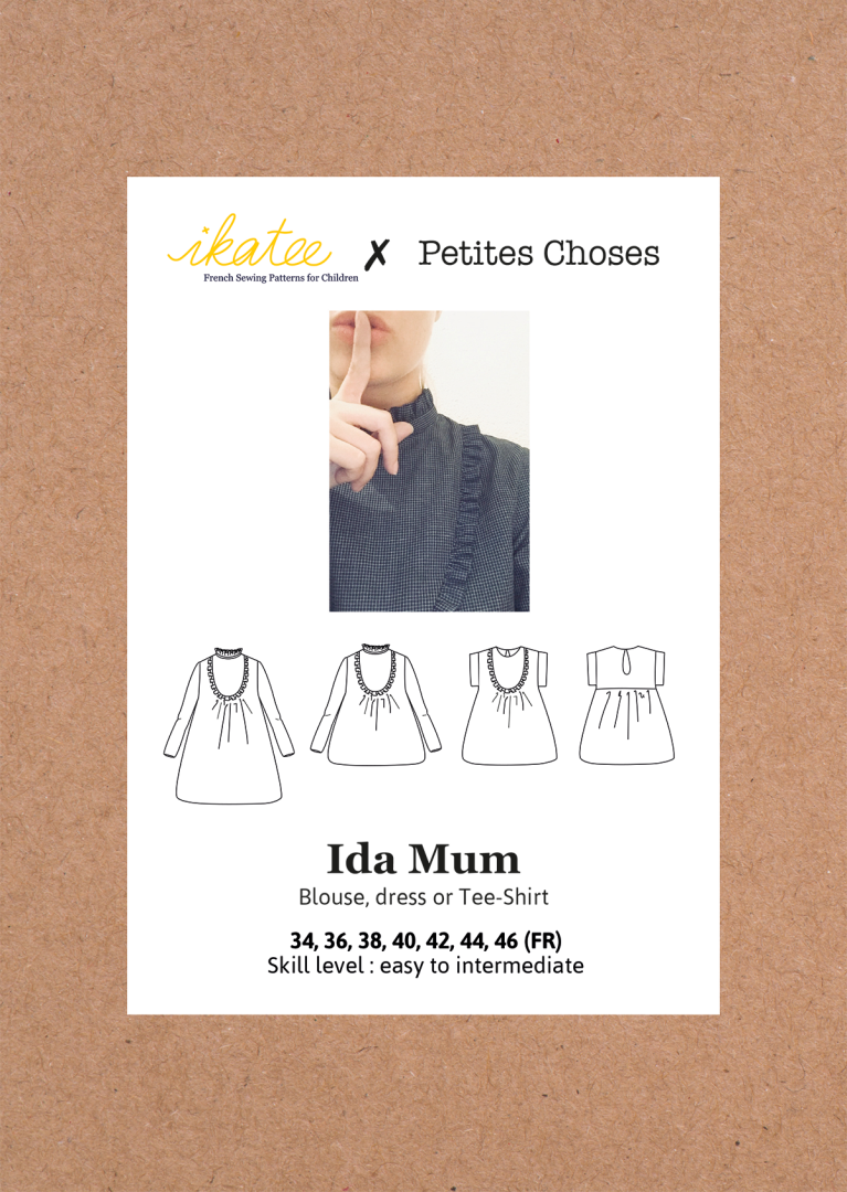 Ida Mum Bluse für Damen, Ikatee Papierschnittmuster