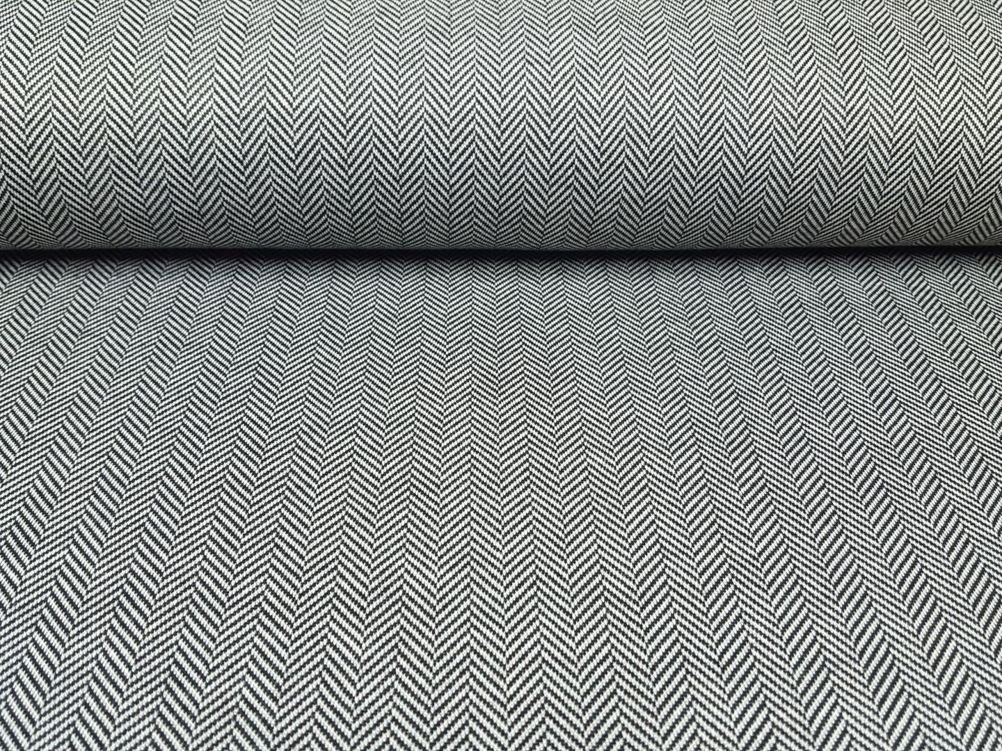 Jacquard Fischgrat schwarz/grau