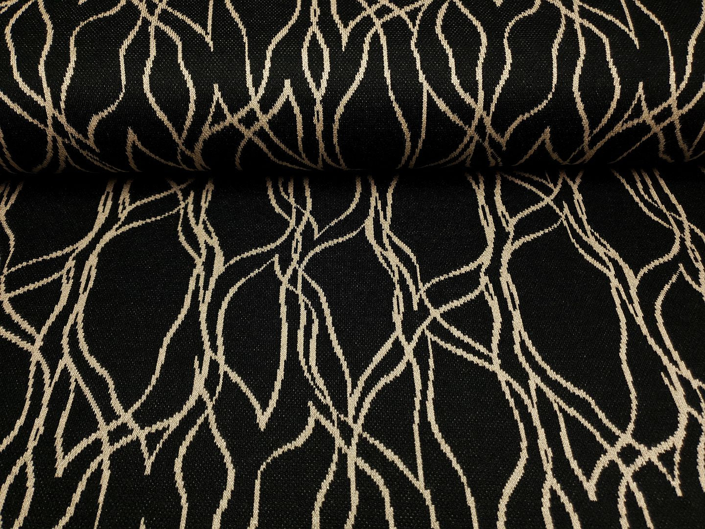 Jacquard Pinselstrich schwarz/sand