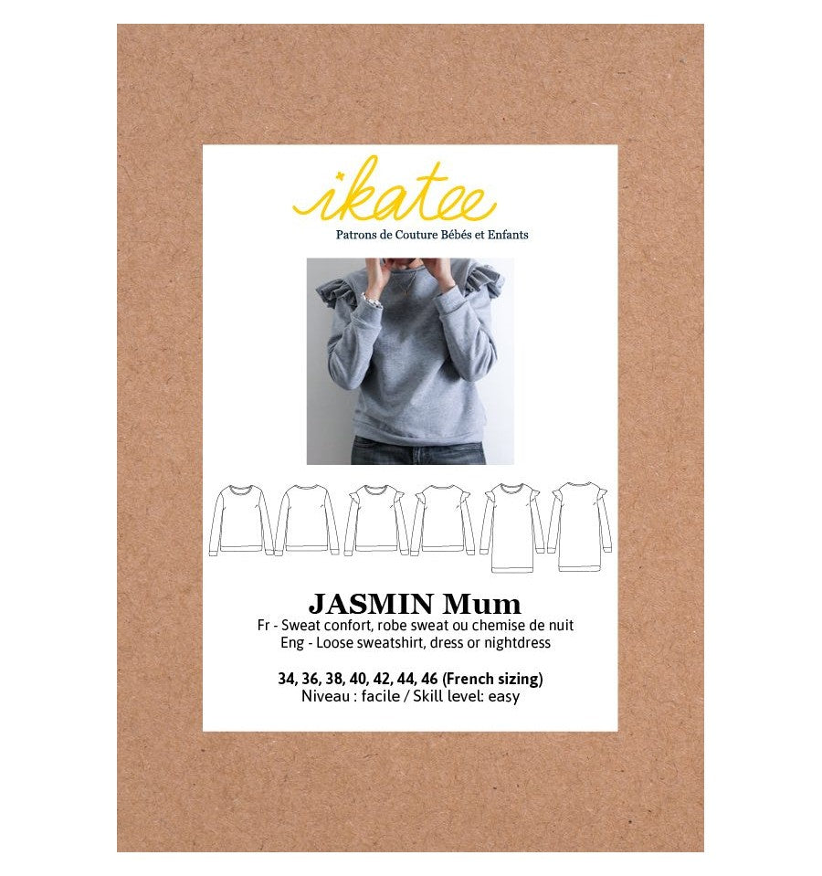 Jasmin Mum Sweatshirt/Kleid für Damen, Ikatee Papierschnittmuster