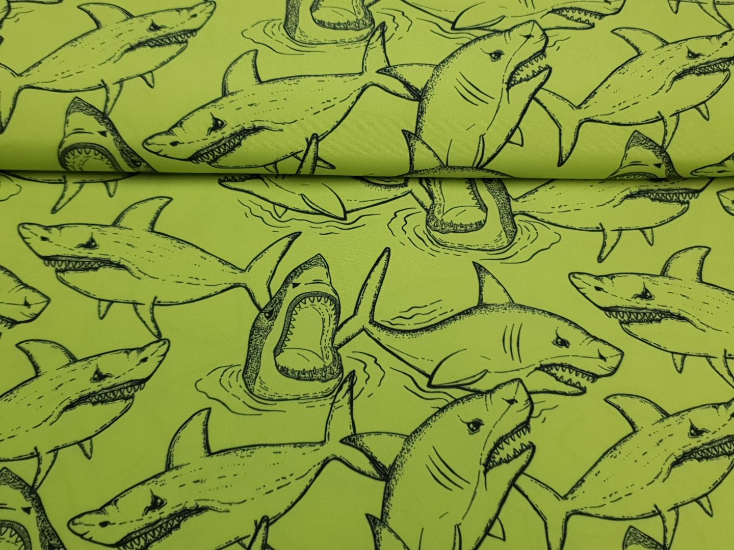 Badehosenstoff Jaws lime/schwarz