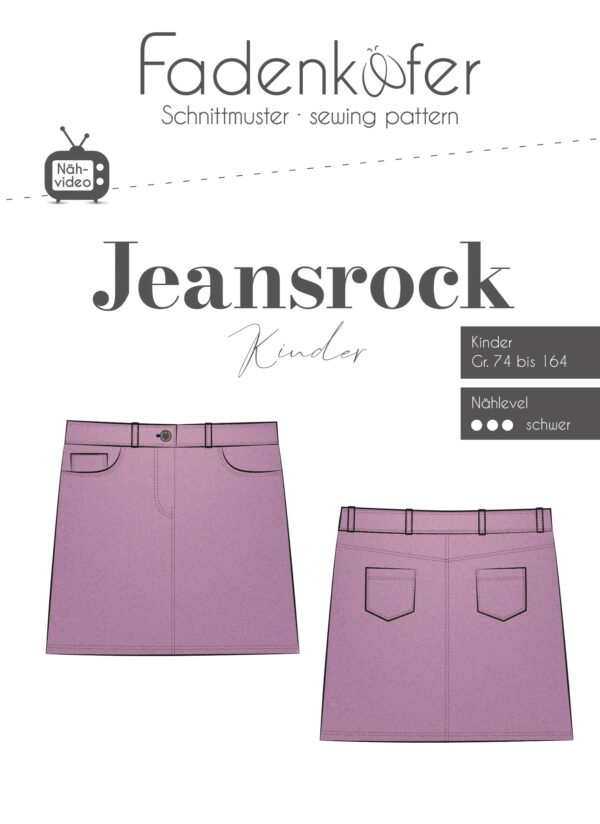 Papierschnittmuster Jeansrock Kinder von Fadenkäfer