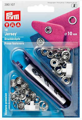 Nähfrei Druckknöpfe "Jersey" 10mm Ring silberfarbig