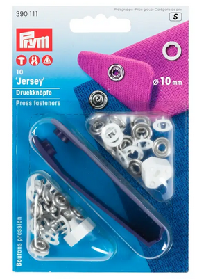 Nähfrei Druckknöpfe "Jersey" 10mm Ring weiss