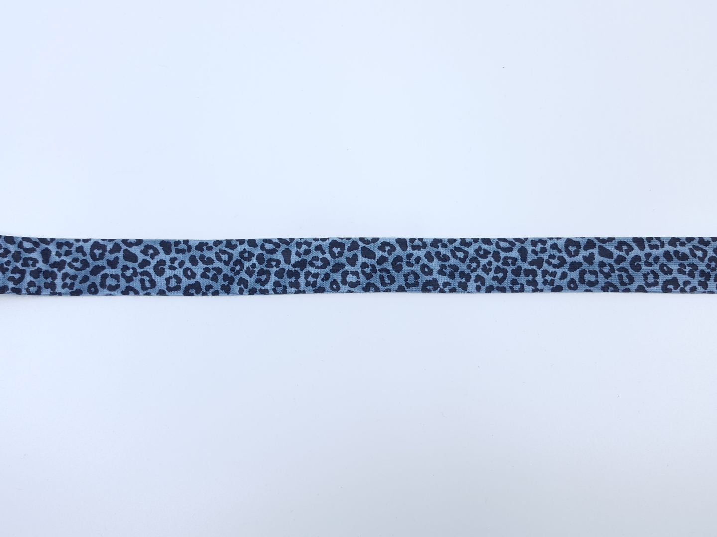 Jersey Schrägband Leopard stahlblau/schwarz