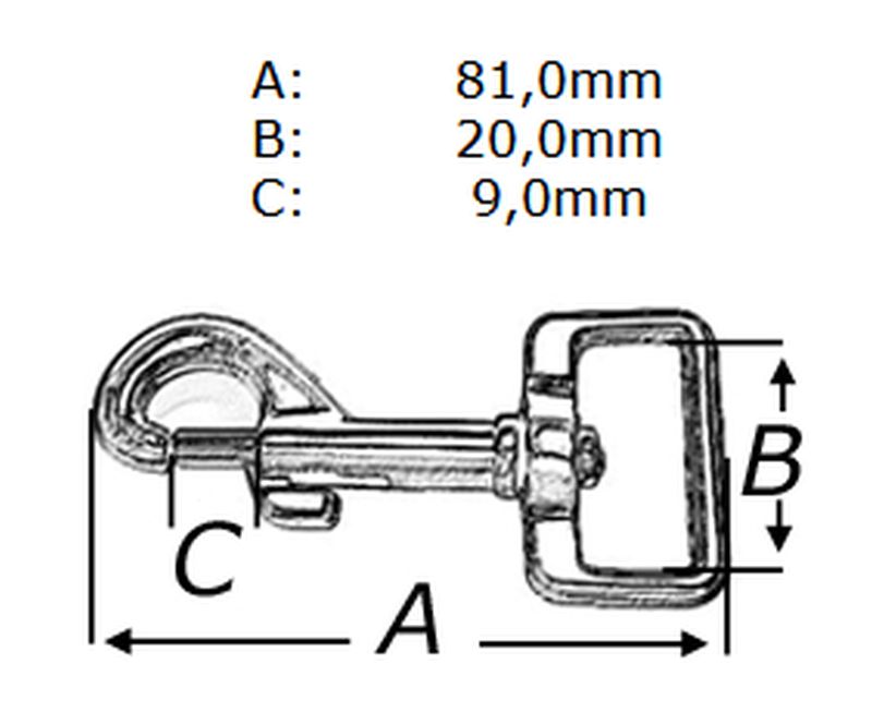 Karabinerhaken für Leinen 20mm