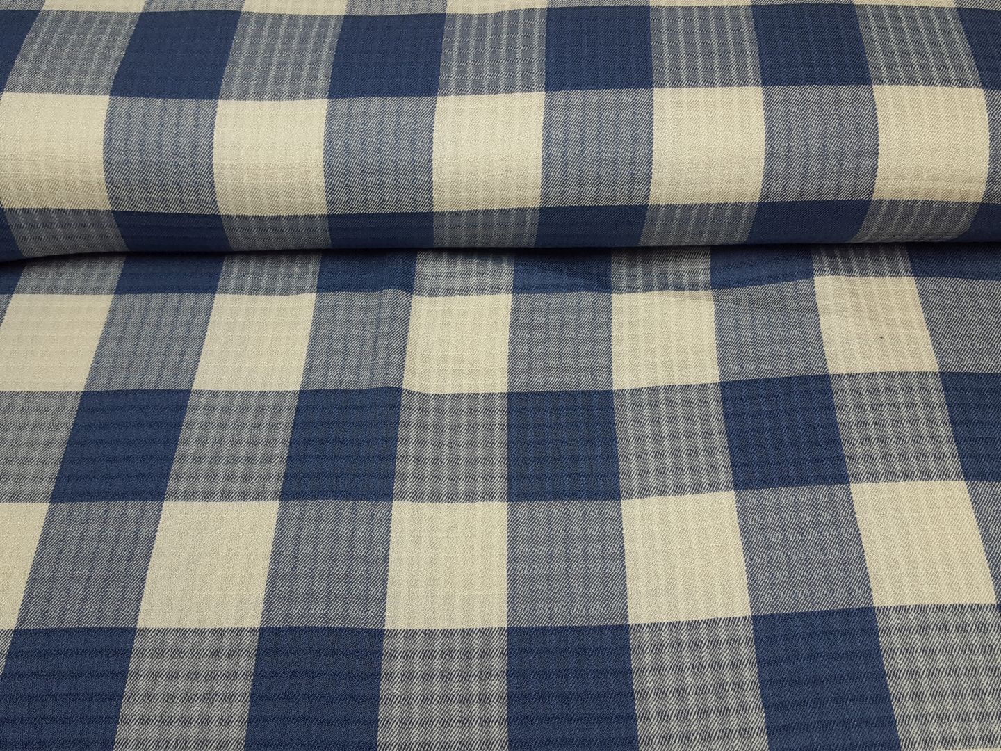 Fancy check denim/sand
