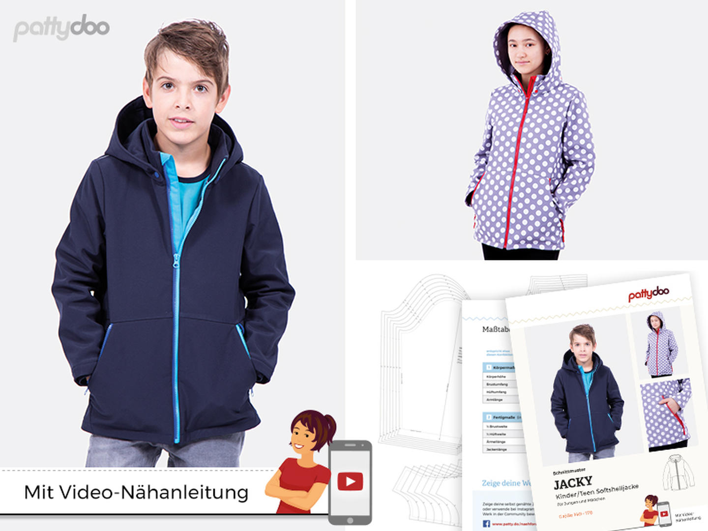 Kinder- und Teenie Softshelljacke Jacky Schnittmuster
