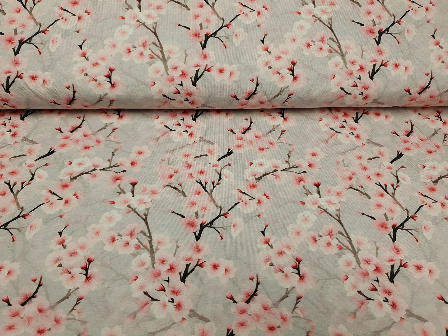 Kirschblüte hellgrau/rosa/dunkelbraun