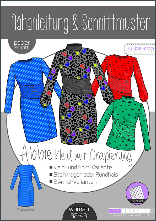 Kleid Abbie Damen, Ki-ba-doo Papierschnittmuster