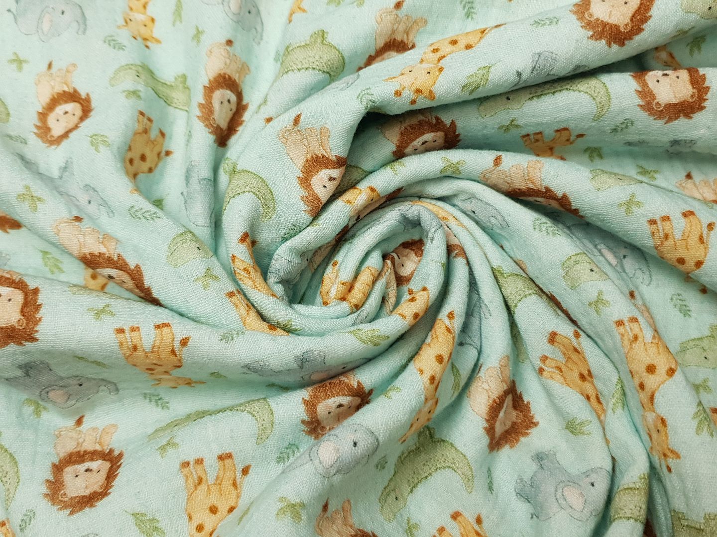 Kleine Tierschau mint/beige/grün/grau