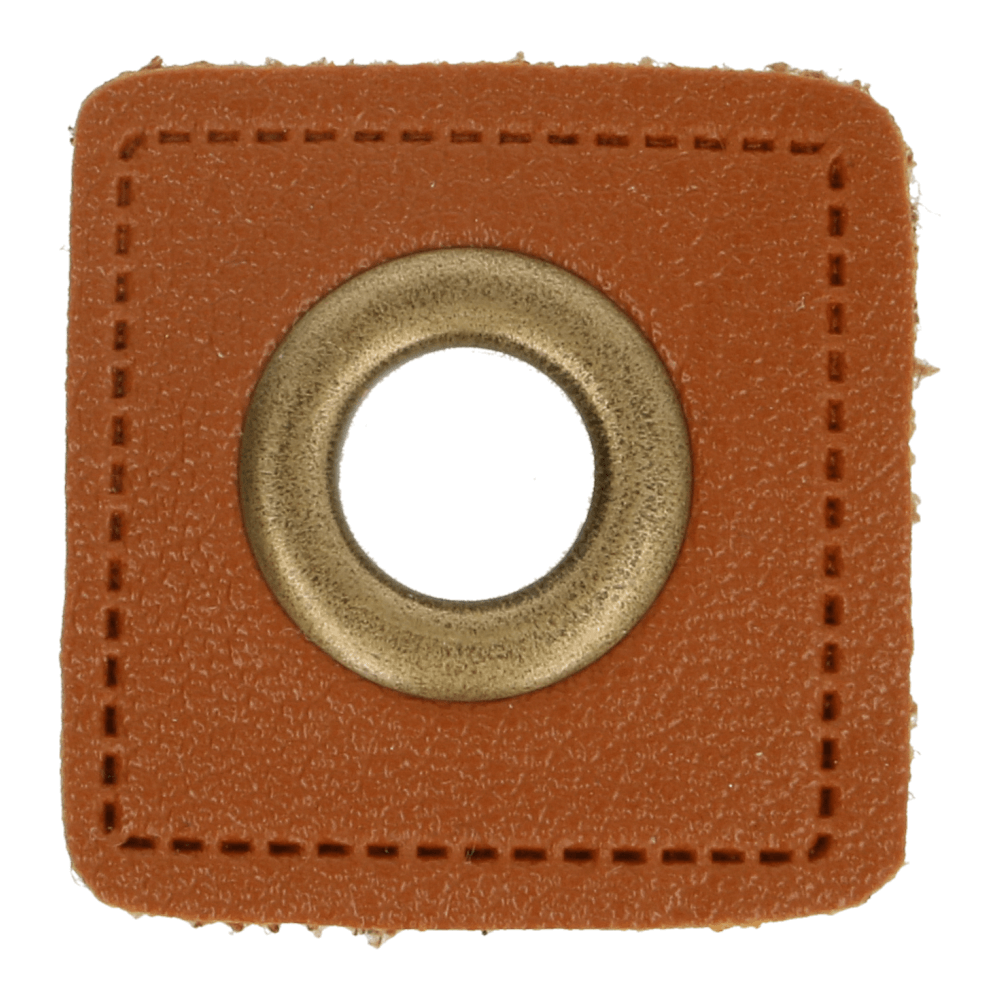 Kunstleder Ösenpatch 8mm braun/bronze