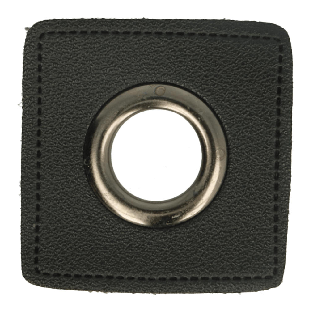 Kunstleder Ösenpatch 8mm schwarz/altnickel