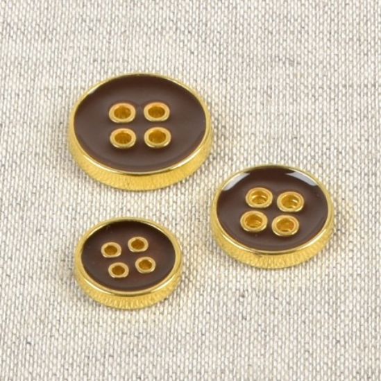 Kunststoffknöpfe 12mm dunkelbraun/gold
