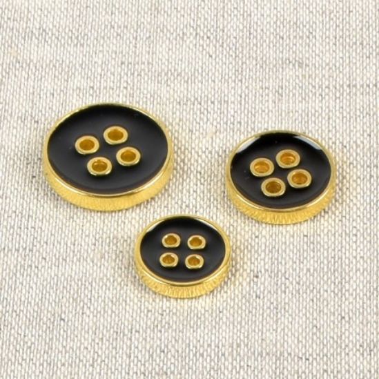 Kunststoffknöpfe 12mm schwarz/gold