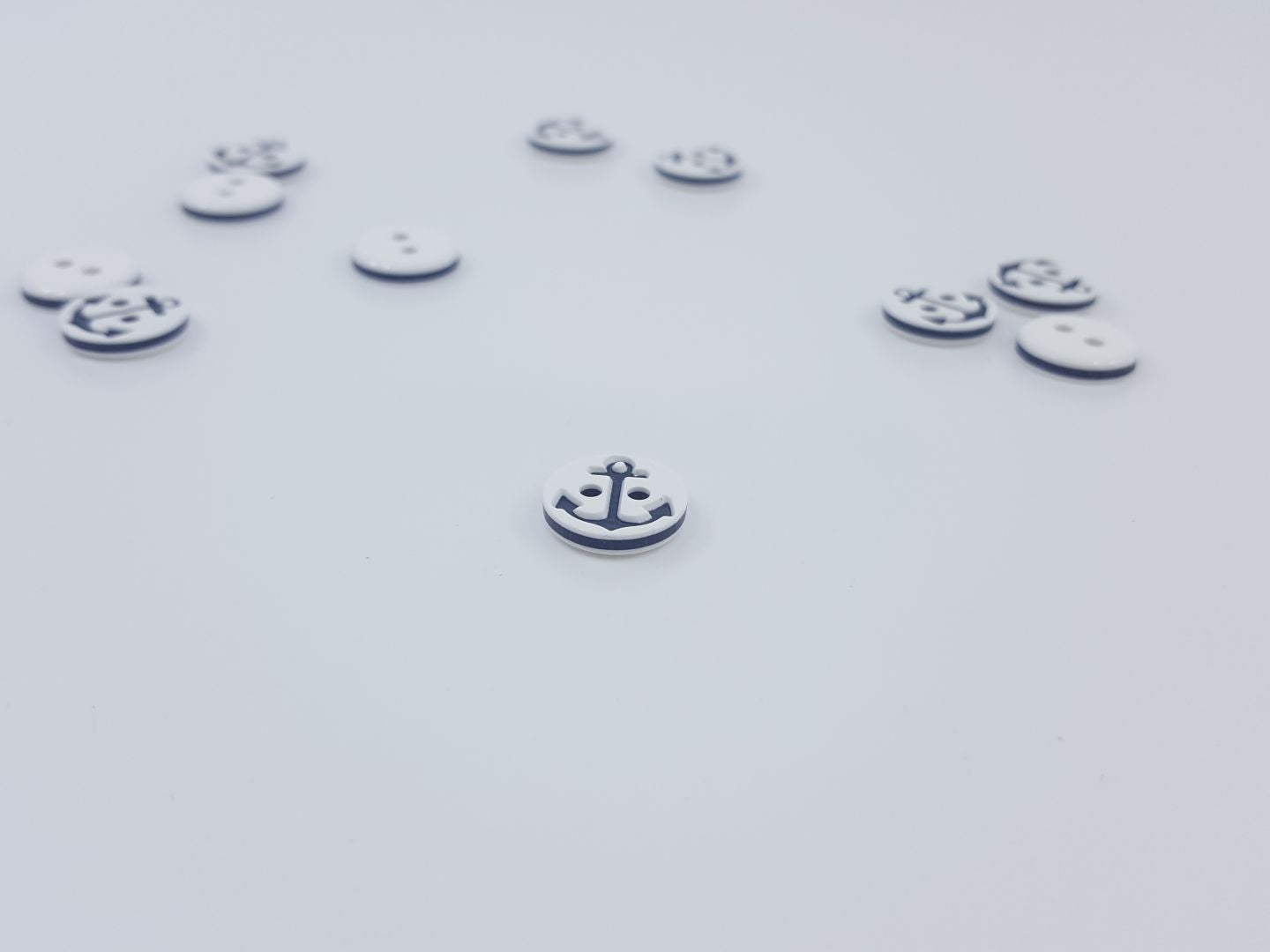 Kunststoffknöpfe Anker 13mm weiss/schwarz