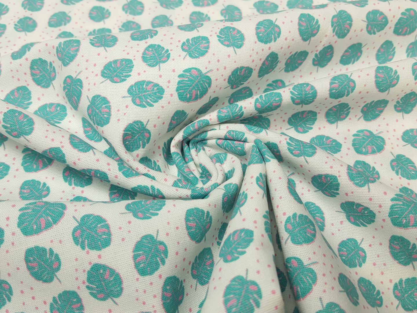 Leaves&Dots offwhite/türkis/rosa