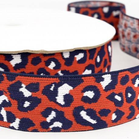 Elastisches Gummiband 40mm Leo rot/navy/weiss