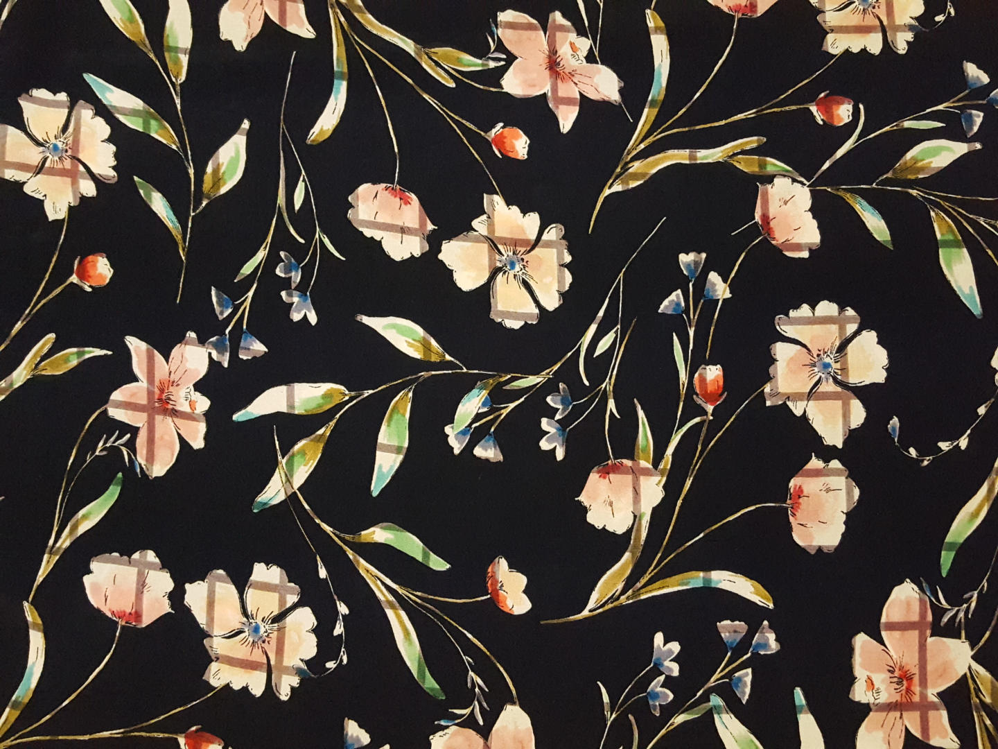 Luella Viskose Webware schwarz/olive/grün/rosa