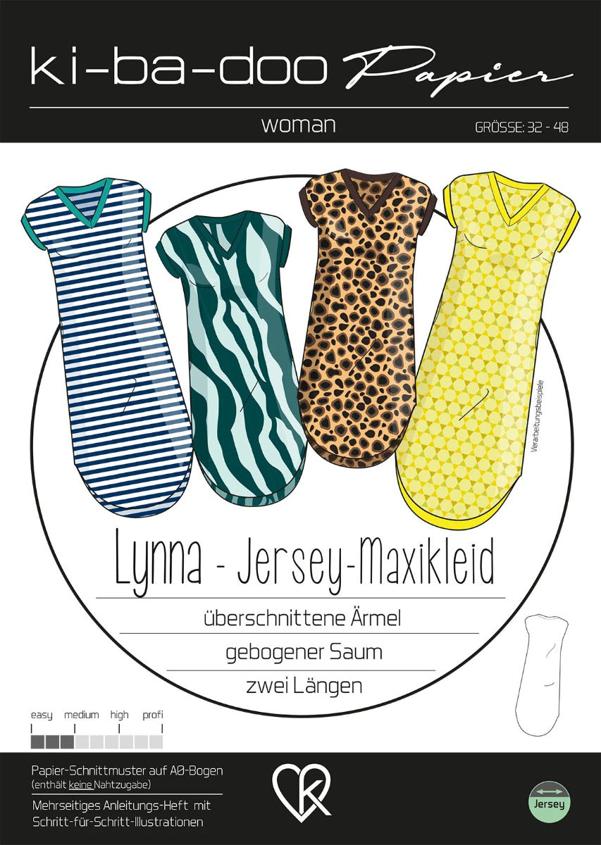 Lynna Jersey-Maxikleid Damen, Ki-ba-doo Papierschnittmuster