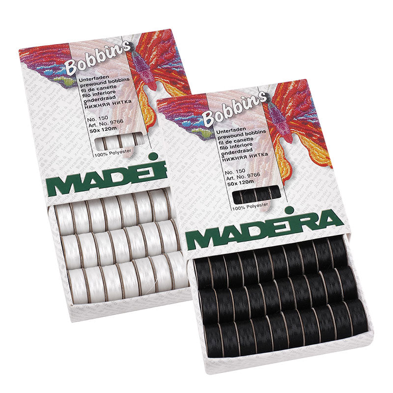 Madeira Bobbins vorgespultes Untergarn No.150 weiss