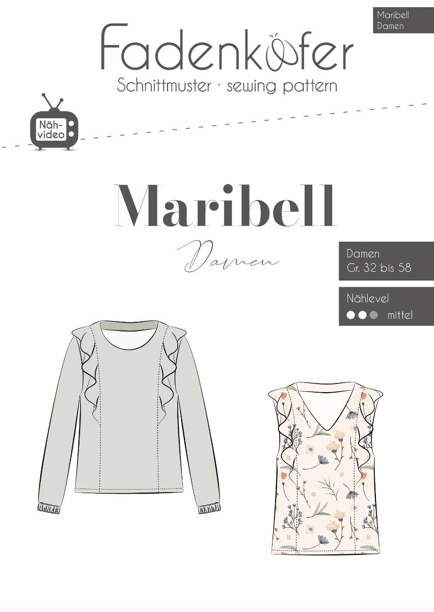 Papierschnittmuster Bluse Maribell Damen von Fadenkäfer