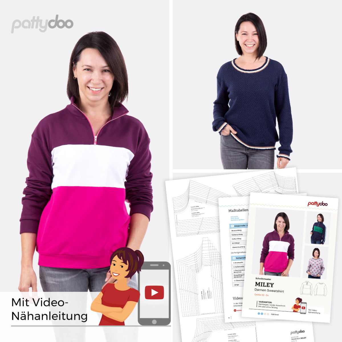 Miley Sweatshirt Damen Papierschnittmuster