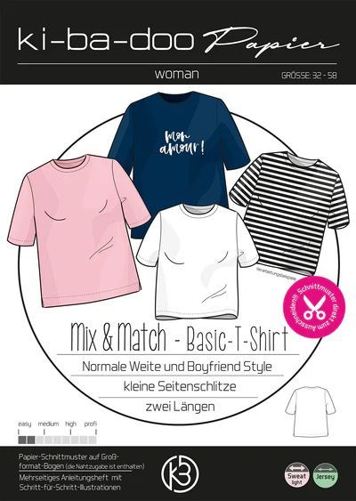 Mix&Match Basic T-Shirt Damen, Ki-ba-doo Papierschnittmuster