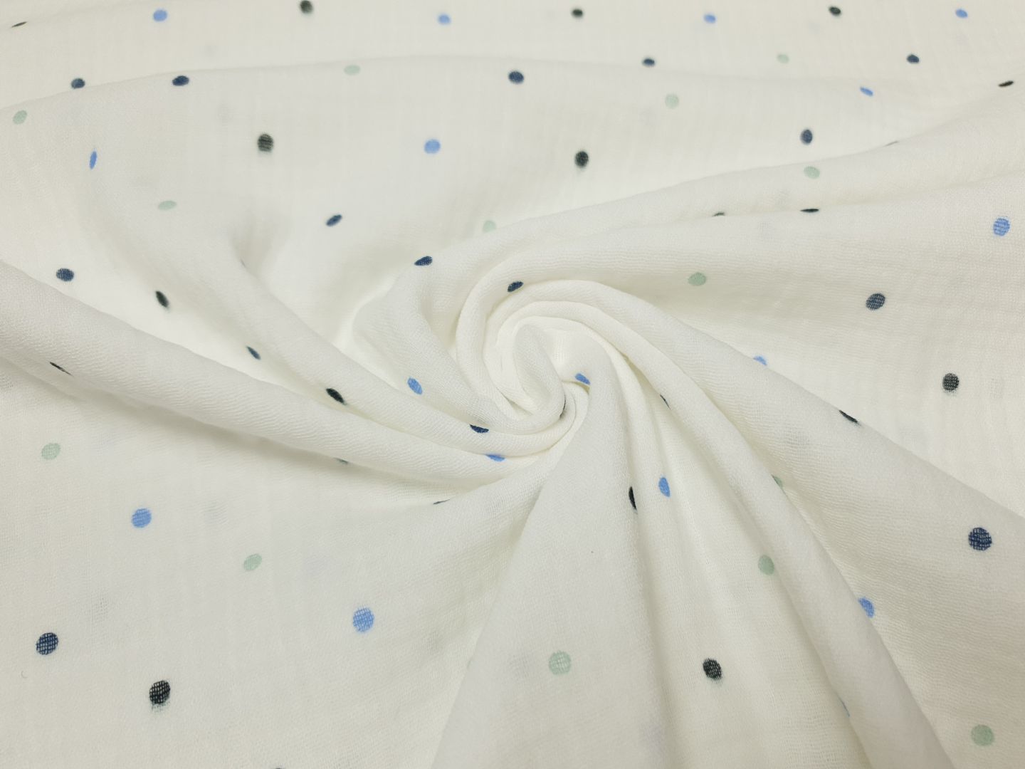Muslin-Double Gaze Dots offwhite/denim/blau/mint