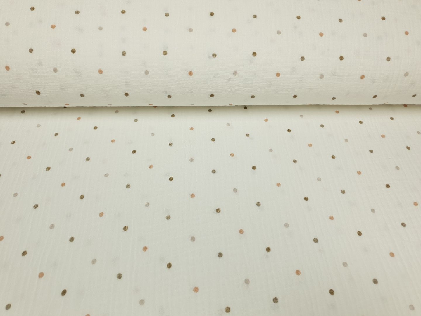 Muslin-Double Gaze Dots offwhite/schlamm/ocker