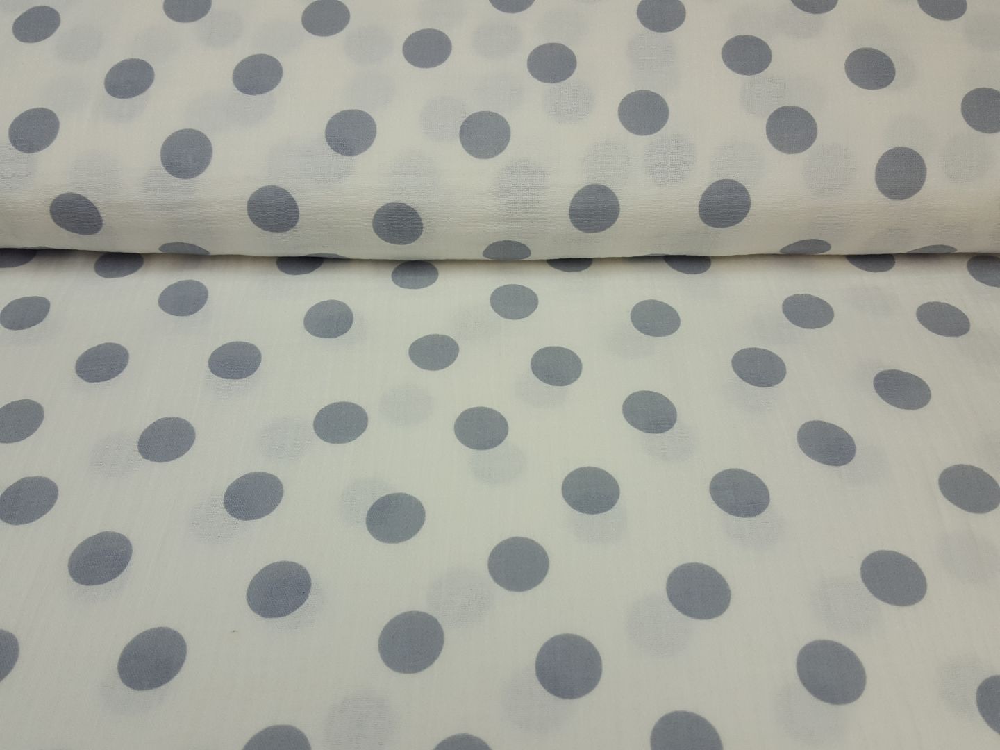 Muslin-Double Gaze Dotti Dot offwhite/grau