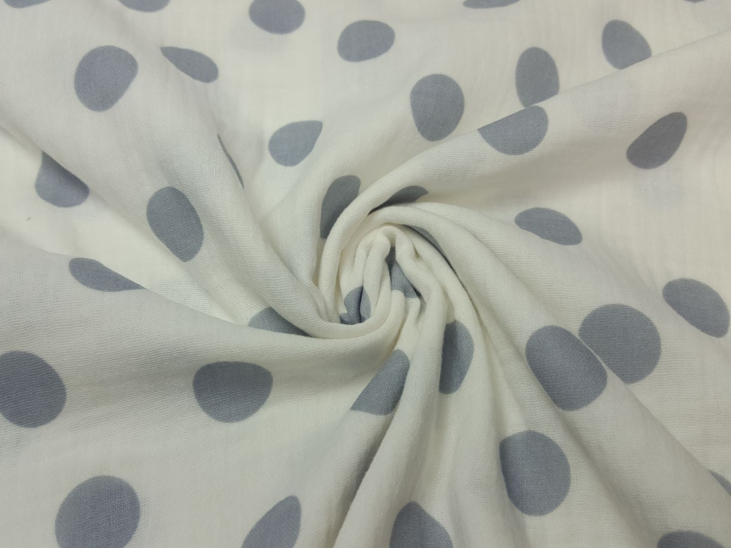 Muslin-Double Gaze Dotti Dot offwhite/grau