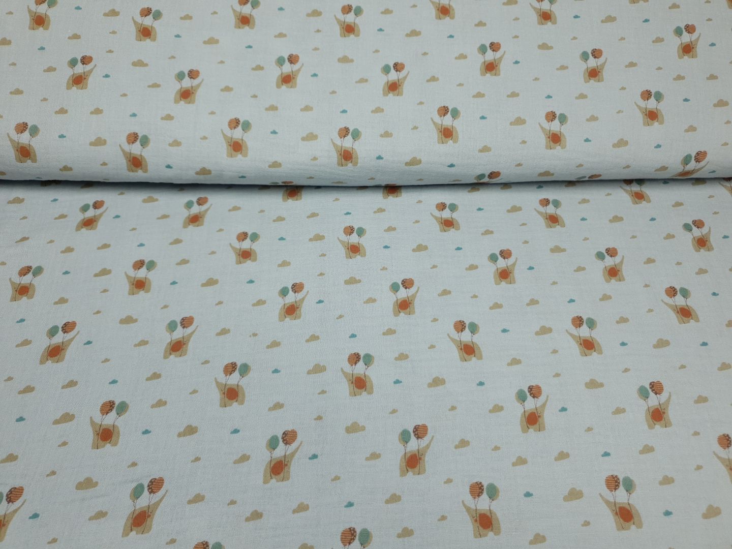 Muslin-Double Gaze Dumbi hellblau/khaki/rost
