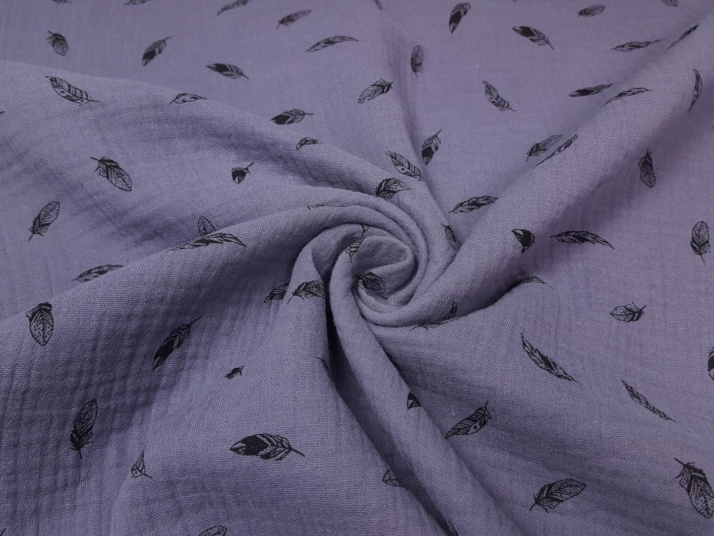 Einzelstück Muslin-Double Gaze flieder/schwarz