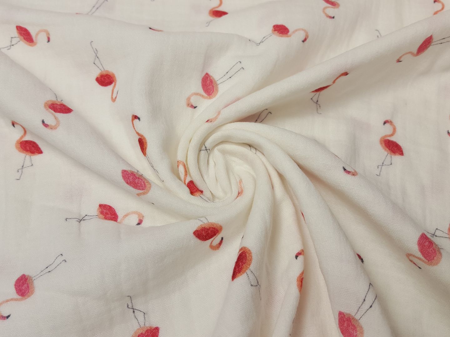 Muslin-Double Gaze Ingo der Flamingo offwhite/pink