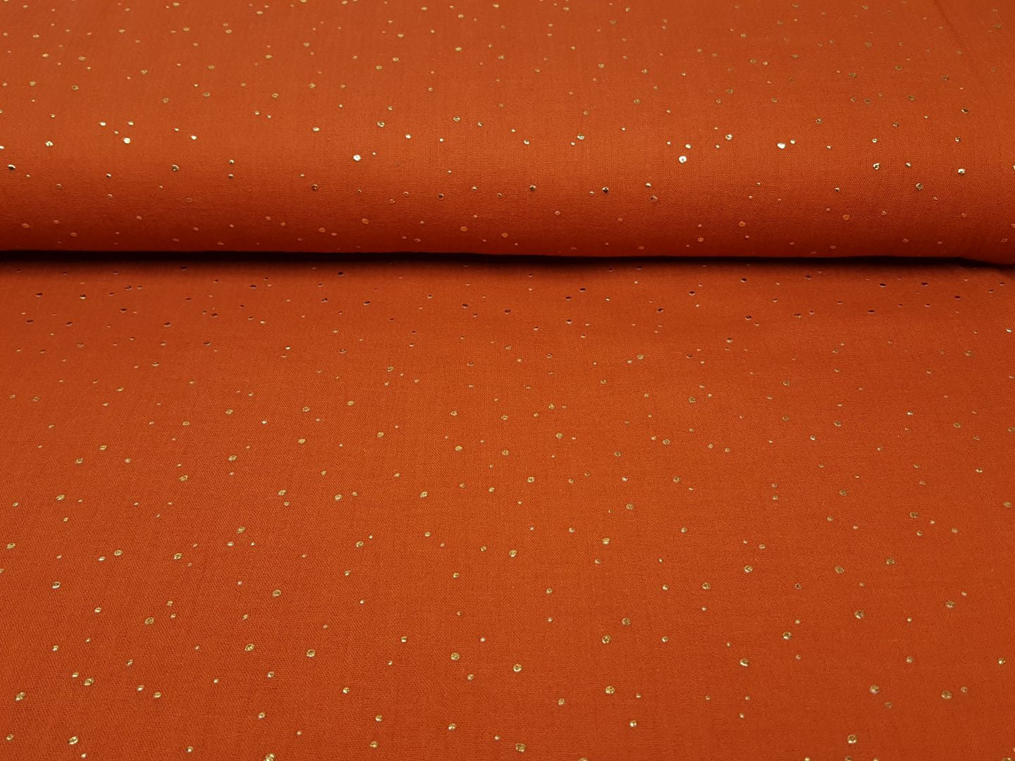 Muslin-Double Gaze rost mit gold Punkten