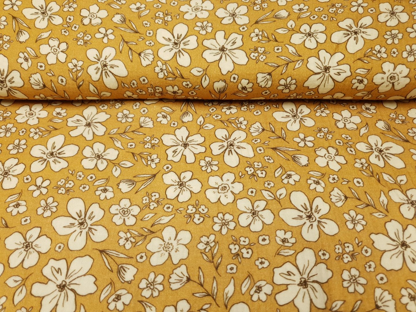 Muslin-Double Gaze Terra ocker/creme/dunkelbraun